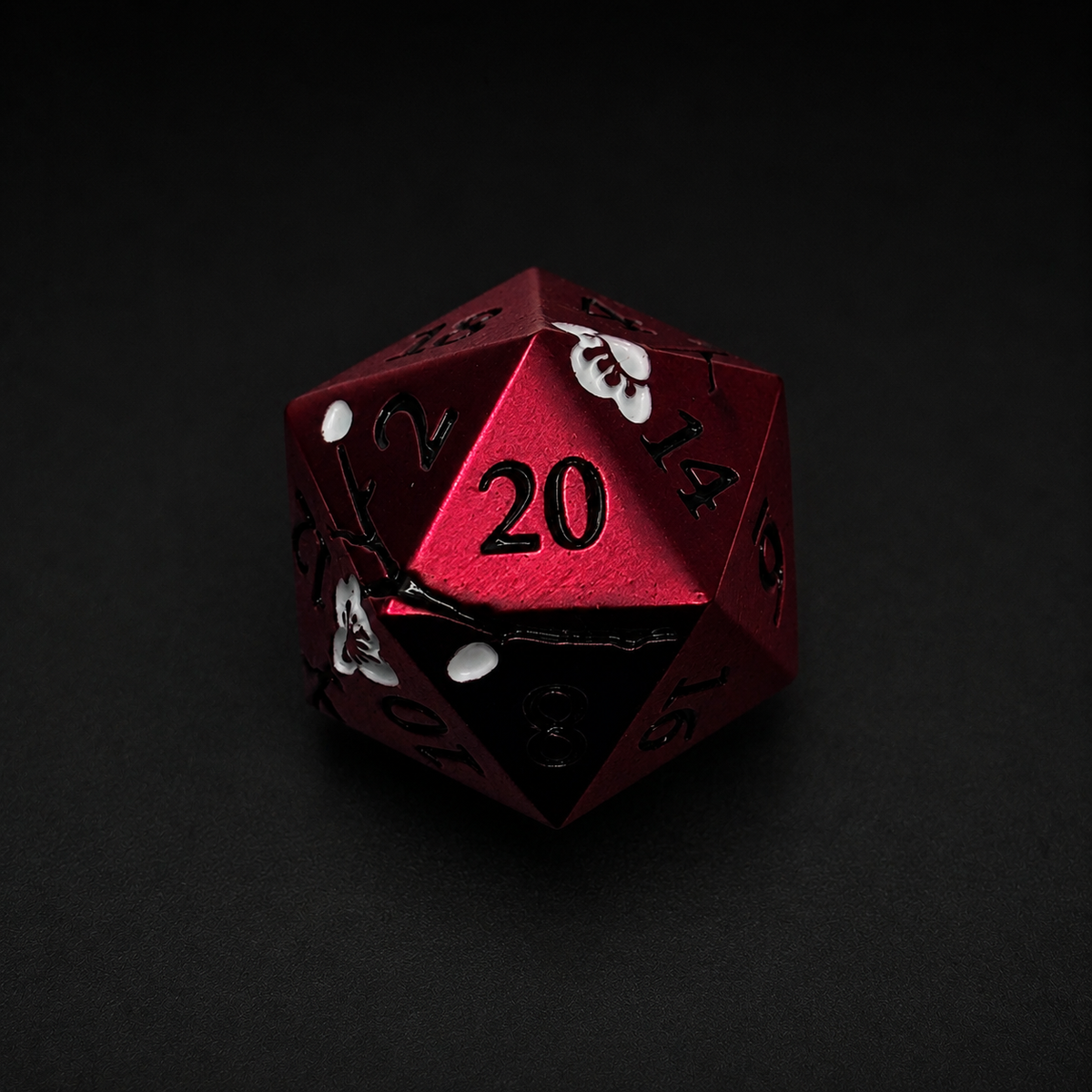 Red Iron White Cherry Blossom - Metal Dice Set