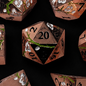Bronze and Green Cherry Blossom - Metal Dice Set