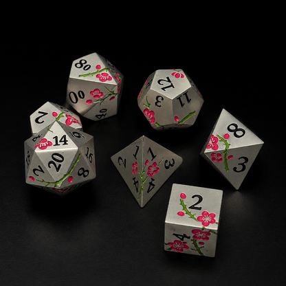 Iron Pink Cherry Blossom - Metal Dice Set
