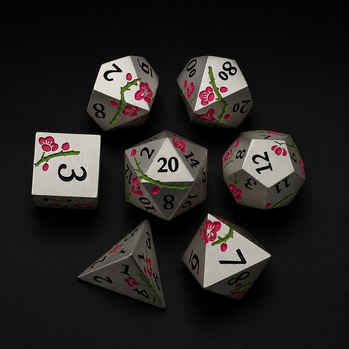 Iron Pink Cherry Blossom - Metal Dice Set