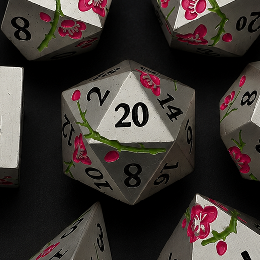 Iron Pink Cherry Blossom - Metal Dice Set