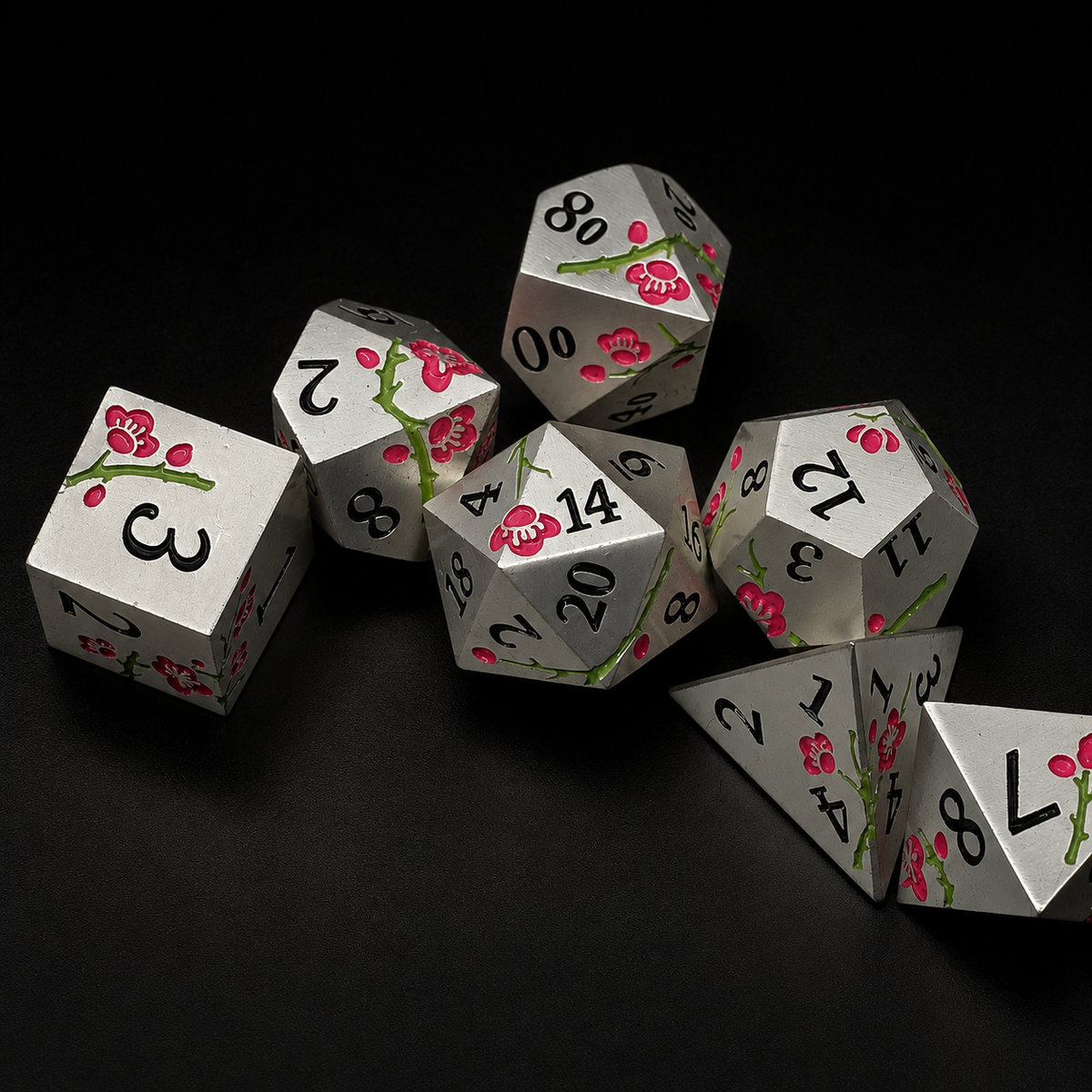 Iron Pink Cherry Blossom - Metal Dice Set