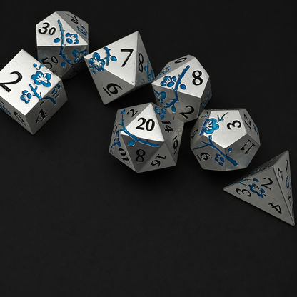 Iron Blue Cherry Blossom - Metal Dice Set