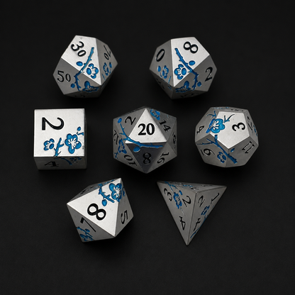 Iron Blue Cherry Blossom - Metal Dice Set