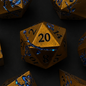 Bronze and Blue Cherry Blossom - Metal Dice Set