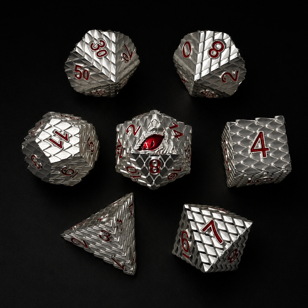 Silver Dragon's Eye - Metal Dice Set