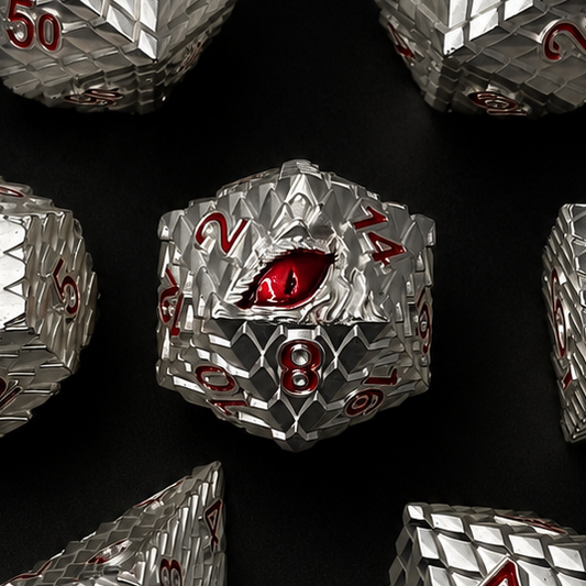 Silver Dragon's Eye - Metal Dice Set
