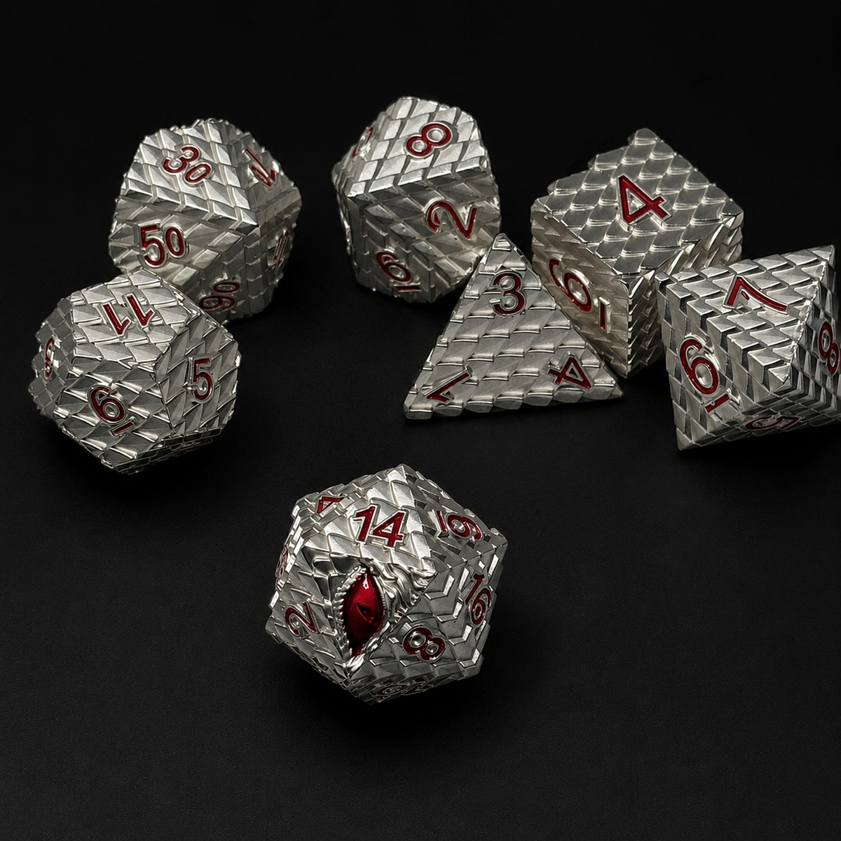 Silver Dragon's Eye - Metal Dice Set