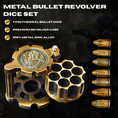 Metal Bullet Revolver Dice Set