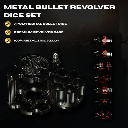 Metal Bullet Revolver Dice Set