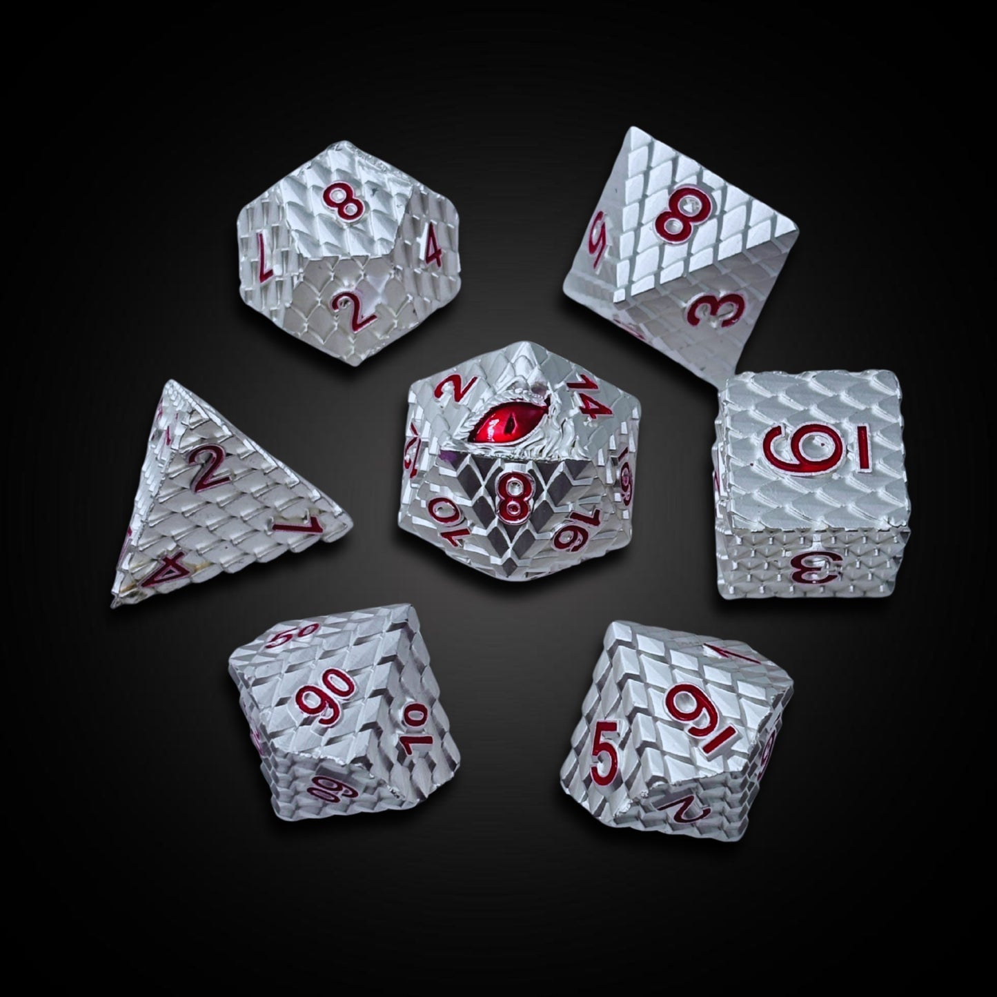 Silver Dragon's Eye - Metal Dice Set
